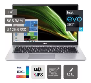 Laptop Acer Swift 3 Sf314 14' I5-1135g7 Evo 8gb 512sd W10