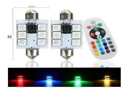 Imagen 4 de 8 de Tubular Led Auto Multicolor Rgb Con Control 5w 16 Funciones