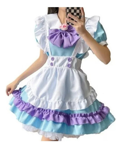 Set De Disfraz De Sirvienta Lolita Kawai Para Cosplay, Rosa