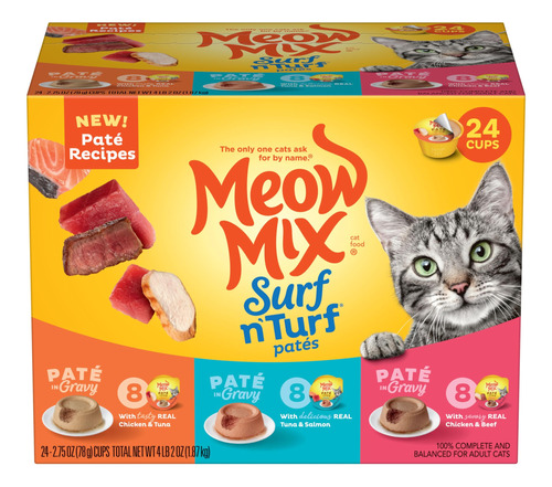 Meow Mix Pate In Salsa - Paquete Variado De Comida Humeda Pa