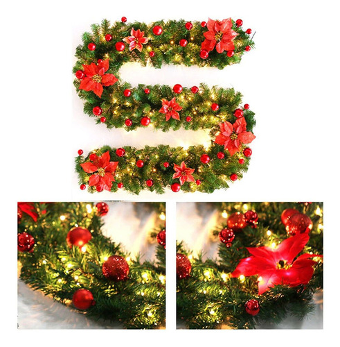 Guirnalda Flocada Con Luces Led De 2,7 M Con Decoraciones Mi