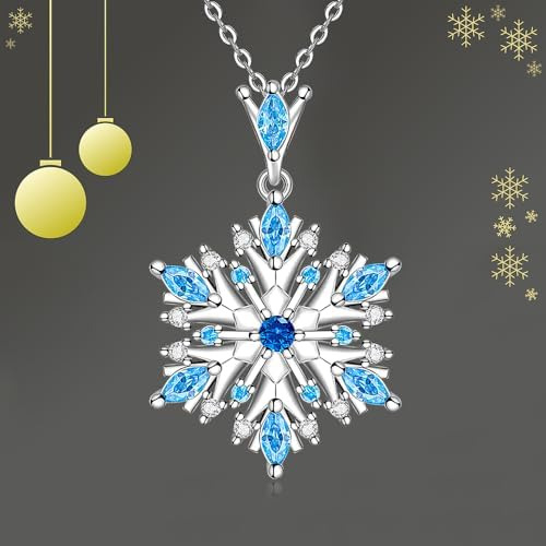 Collar De Navidad Collar De Copo De Nieve Para Mujer Plata D