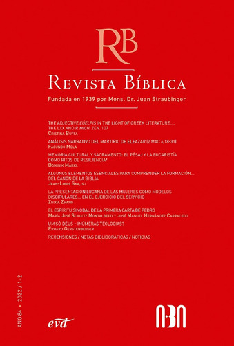 Revista Bíblica 2022/1-2 - Año 84, De Asociación Bíblica Aba. Editorial Verbo Divino, Tapa Blanda En Español, 2022