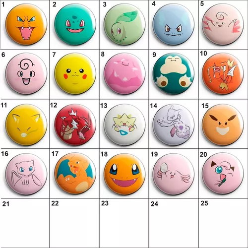 Bottons - Buttons - Botons - Pokemon - Iniciais de Região de Unova - Tam:  4,5cm