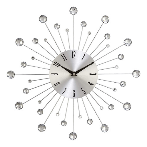 Reloj De Pared Abstracto De Metal Plateado 38 X 5 X 38 Cm.