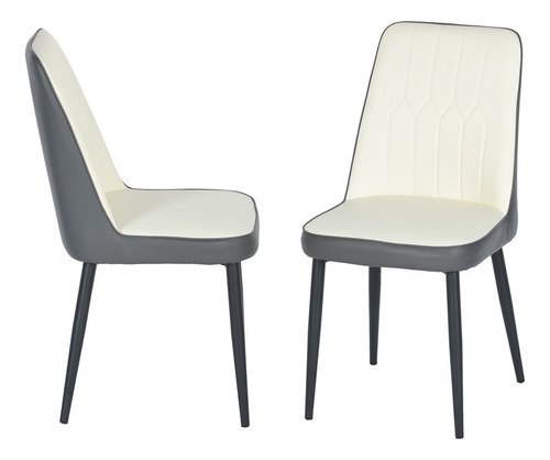 Set de 2 Sillas De Comedor Estilo Moderno Color Blanco y Gris HOMEMAKE FURNITURE