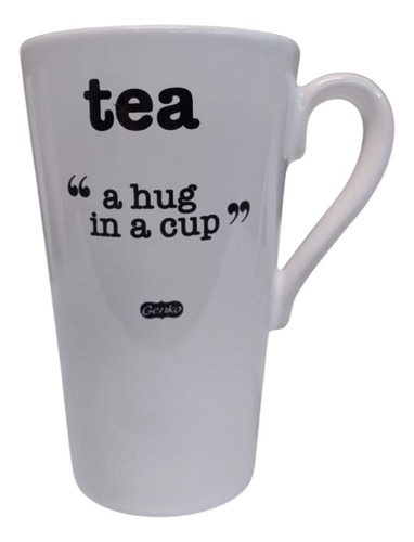 Taza Cónica Cerámica Con Frases Coffe Tea 430ml Tea