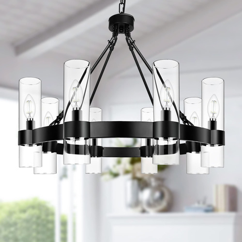 Klgxnrd Candelabro De Rueda De Vagon Negro De 8 Luces, Moder