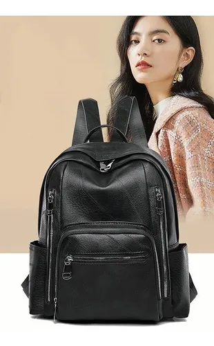 Bolsa De Material Pu Antirrobo Multifuncional Para Mujer Mochilas