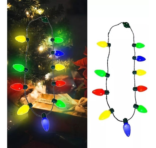 Collar Luces Navidad 9 Bombillo Led Plastico Luz Secuencias