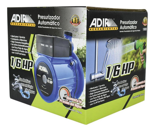 Bomba Presurizadora Automática 1/6 Hp 140 W Adir 1503 127v