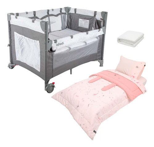 Cuna Más Colchón Protector Playard Always Y Set Sabanas Cuna