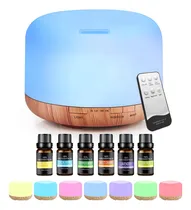 Comprar Difusor De Aceites Esenciales De 500ml, Humidificador De Difusión De Aromaterapia Ultrasónica, 7 Colores De Luces, 2 Niveles De Niebla, 3 Temporizadores, Control Remotoesencias Aceite