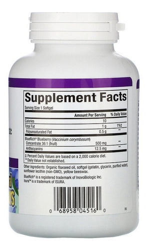 Imagem 2 de 3 de Bluerich, Concentrado De Blueberry (mirtilo) - 90 Softgels