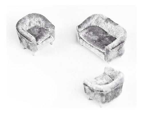 3x Mini Juguetes De Sofá Muebles De Muñeca Bjd 1/25 Gris