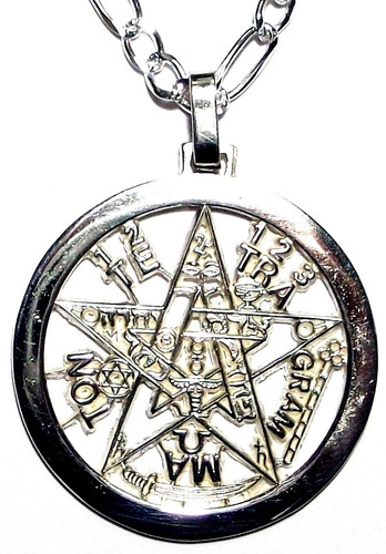 Dije Tetragramaton Pentagrama Con Cadena En Plata.925