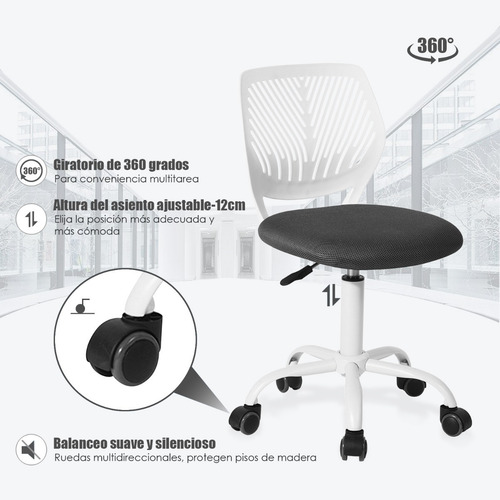 Silla De Oficina Giratoria Carnation Gris Blanca
