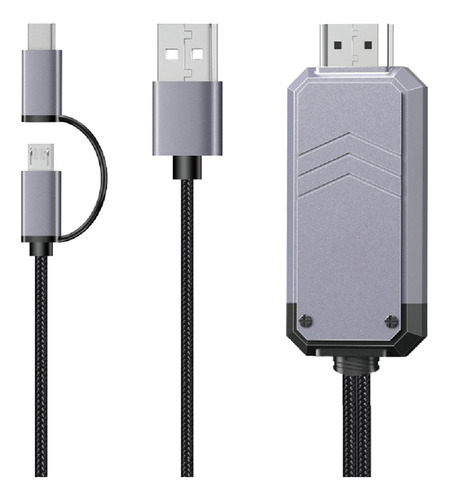 2 En 1 Tipo C/micro Usb A Cable Hdmi, 1,8 Metros Adaptador