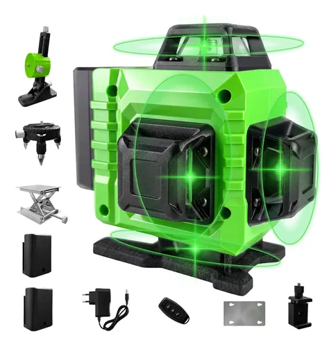 Nível Laser Verde 16 Linhas 360° Autonivelante + 2 Baterias