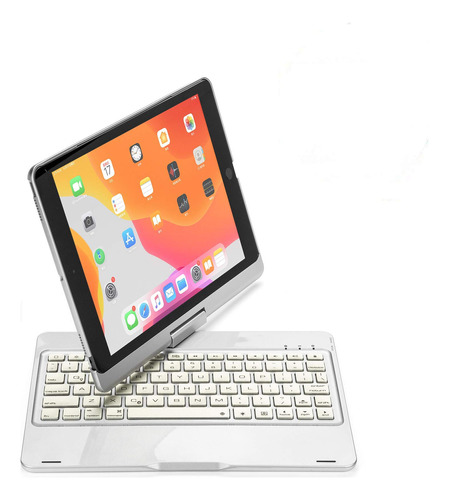 Funda Teclado Para iPad Generacion Rotate Color Aluminio Luz