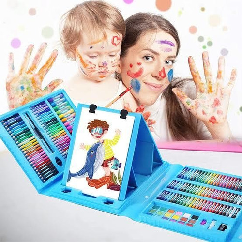 Imagen 5 de 6 de Set De Arte Con Caballete 208 Piezas Kit De Pintura Creativo