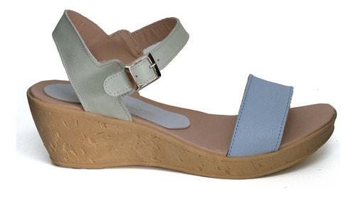 Sandalias Livianas Corcho Cuero Taco Chino Mujer Brenda