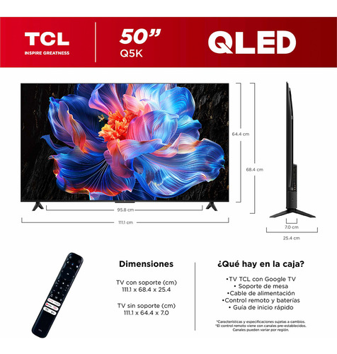 Smart Tv Tcl 50 Google Tv Qled 4k Compatible Con Alexa