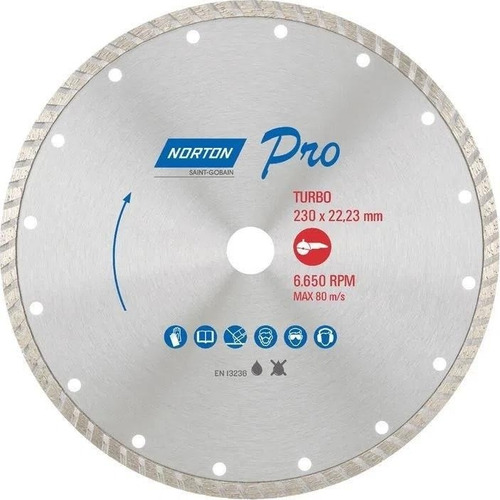 Disco Diamantado Turbo Corte Concreto 230 Mm 9'' Norton Pro