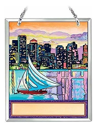 Amia Boston Skyline, Atrapasol De Cristal Pintado A Man