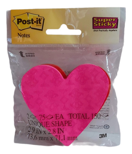Notas Adhesivas Post It Forma Corazon Rosa Chicle