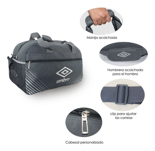 Imagen 3 de 9 de Umbro® Maletin Bolsa Deportiva, Gym, Fitnes, Viaje, Multiuso