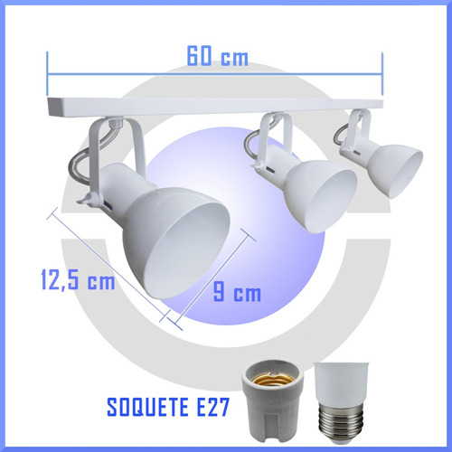 Imagem 7 de 7 de Spot Com Trilho P/ Lâmpada Comum Led Com 60 Cm
