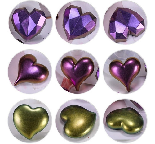 Imagen 8 de 9 de Molde Silicona Epoxi Pasta Resina Llavero 3 Corazones