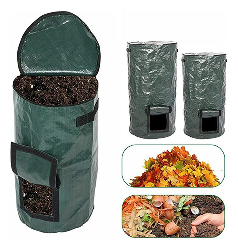 Bolsa De Jardín Desplegable, Bolsas De Basura Resistentes Para Patio Con Tapa Con Cremallera Y Asas, Contenedores De Compostaje, Contenedor Al Aire Libre Para Limpiar Desechos De Césped