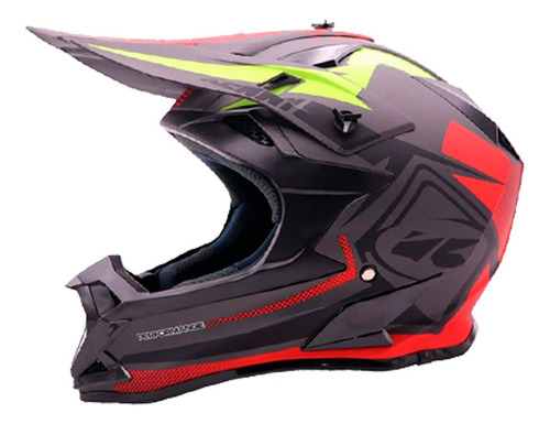 Casco Moto Ces Cross Negro Rojo Mate M