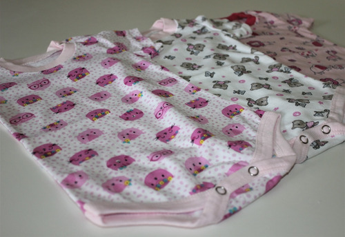 Pack X 3 Body Bebe Manga Corta Puro Algodón Estampados