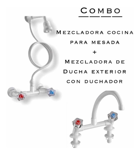 Juego Combo Griferia Mesada Cocina Ducha Duchador