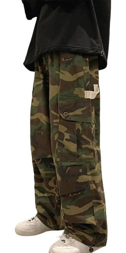 Pantalones Anchos De Camuflaje Con Cordón Para Hombre, Cintu