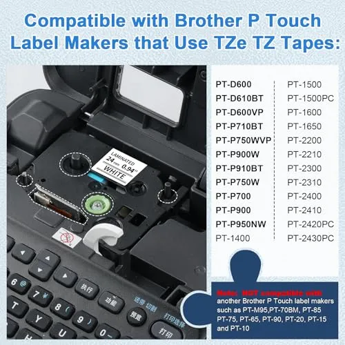 Labelife Tze-251 Cintas For Brother P Touch Pack 8