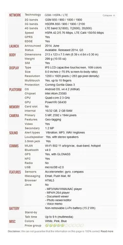 Asus Memo Pad 8 Me581cl 2g/16gb Tablet