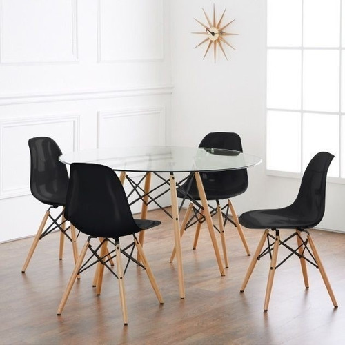 Imagen 4 de 6 de Mesa De Comedor Redonda Vidrio Nordica 110cm Eames Ct