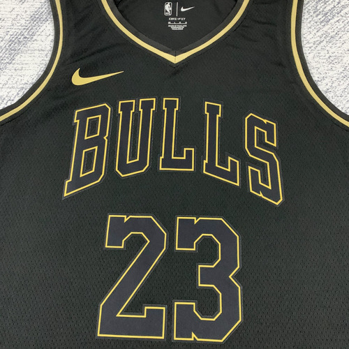 Jersey Nba Chicago Bulls Michael Jordann Oro Negro 23 M