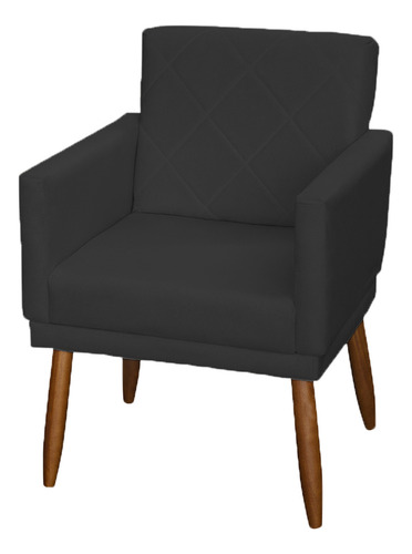 Kit 4 Poltronas Decorativas Reforçadas Para Sala De Recepção Cor Preto Desenho Do Tecido Suede Liso