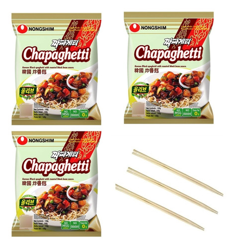 03 Lamen Coreano Chapaghetti Com Molho De Soja Preta + Hashi