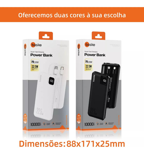Basike Ba-POW078 Power Bank Carregador Portatil Usb Tipo C 10000mah 22.5w Cor Branco