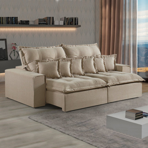 Sofas Retratil Reclinavel 2,90 Linho | MercadoLivre 📦