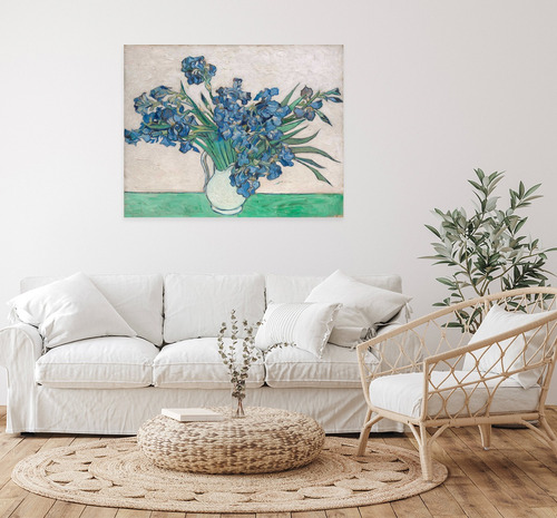 Canvasmania Jarrón Lirios Vangogh Marco Cuadro 110x85cm Multicolor Blanco