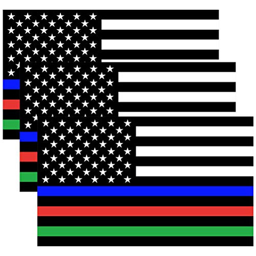 Reflective Thin Blue Red Green Line Decal Matte Black Â...