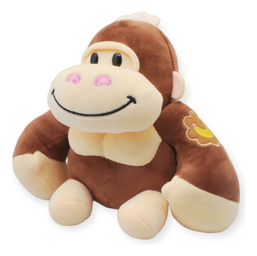 Gorila De Peluche Sonriente Suave Animales Juguete 24cm Color Marrón