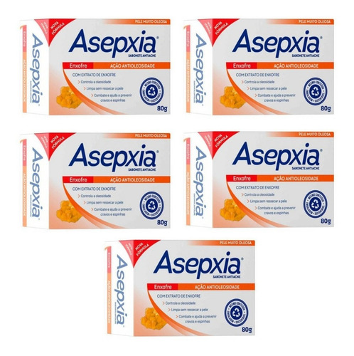 Sabonete Asepxia Enxofre Ação Anti Oleosidade - 80g 5 Unid